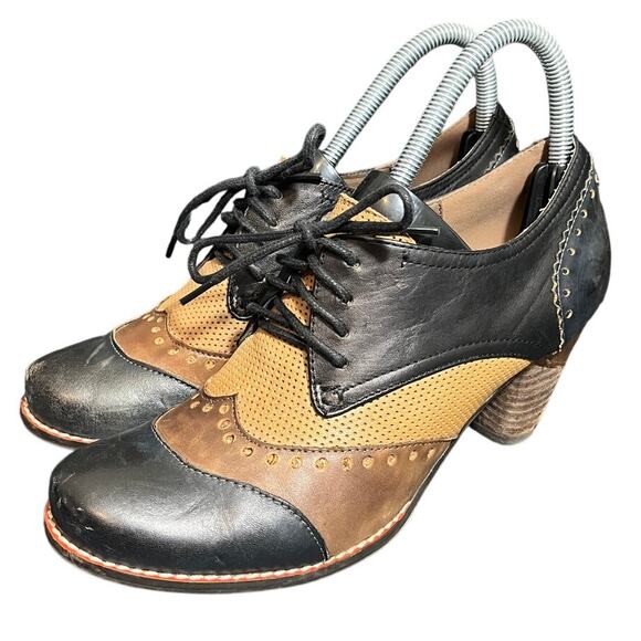 L'Artiste By Spring Step‎ Women's Bardot Derby Oxford Pump in Navy Multi Size 38 - Picture 1 of 8